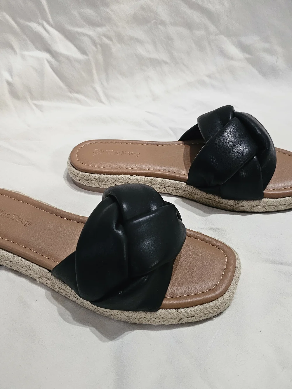 Black Braided Slide Espadrille Sandal - Women's Comfortable Slip-On